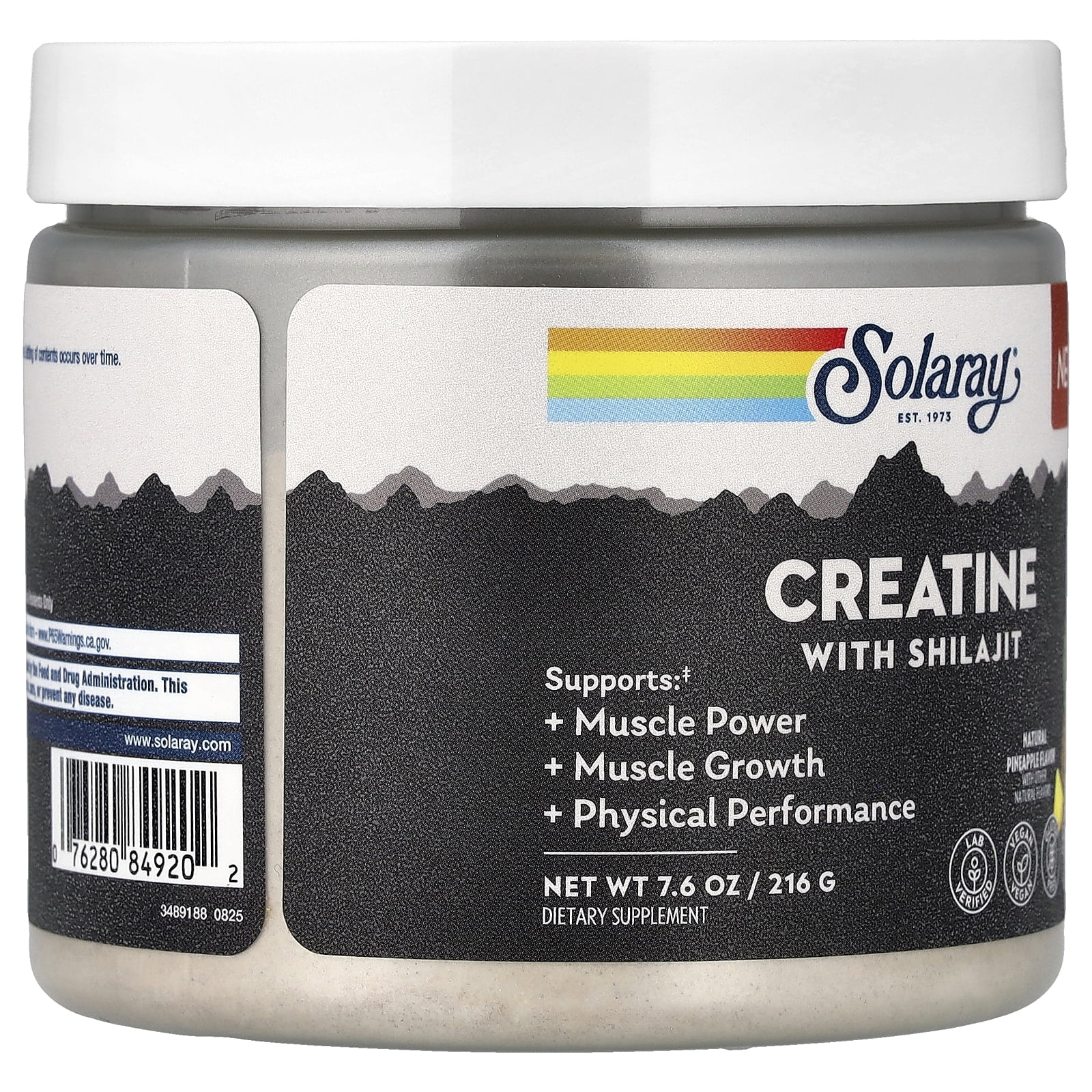 Solaray Creatine with Shilajit, Natural Pineapple, 7.6 oz (216 g)