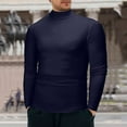 thumbnail image 2 of Daznico Mens Shirts - Men Warm Low Collar Thermal Underwear Men Basic Plain T Shirt Blouse Pullover Long Sleeve Top - Shirts for Men,Color:Navy,Size:L, 2 of 6