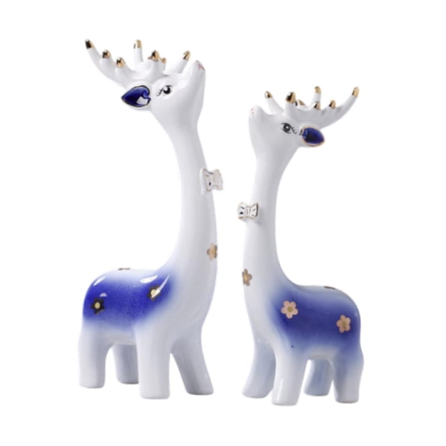 2 estatuas de ciervos, figuras decorativas, colección, artesanías, adornos de mesa Azul