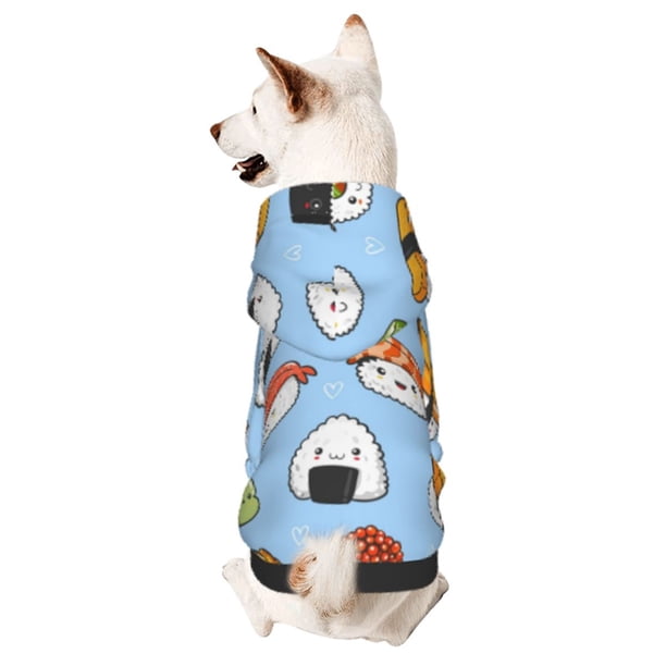 Fotbe Kawaii Sushi Sudadera con Estampado para Perros Pequeños – Suéter con Capucha para Mascotas, Tela Suave de Forro Polar con Bolsillo-Medium