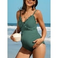 thumbnail image 4 of Charmo Pregnant One Piece Swimsuit Maternity Adjustable Straps Ruffle-Trim V Neck Swimwear, 4 of 7