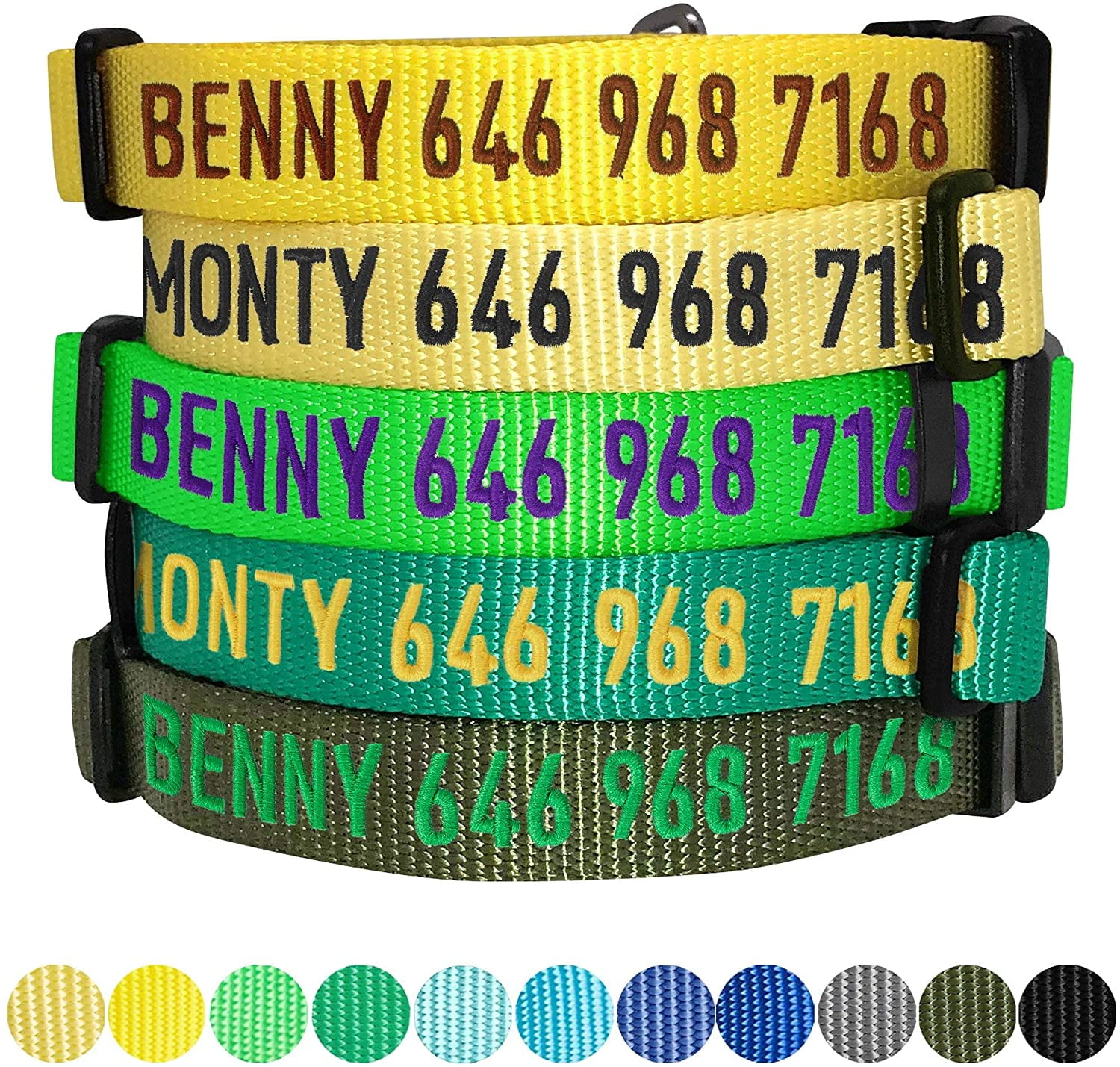 Blueberry Pet Essentials 20 Personalized Dog Collars Colors Classic Nylon Adjustable Dog Collars for Puppy Small Medium Large Dogs
