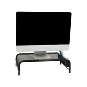 Mind Reader Metal Mesh Monitor Stand with Storage Compartments, Black
