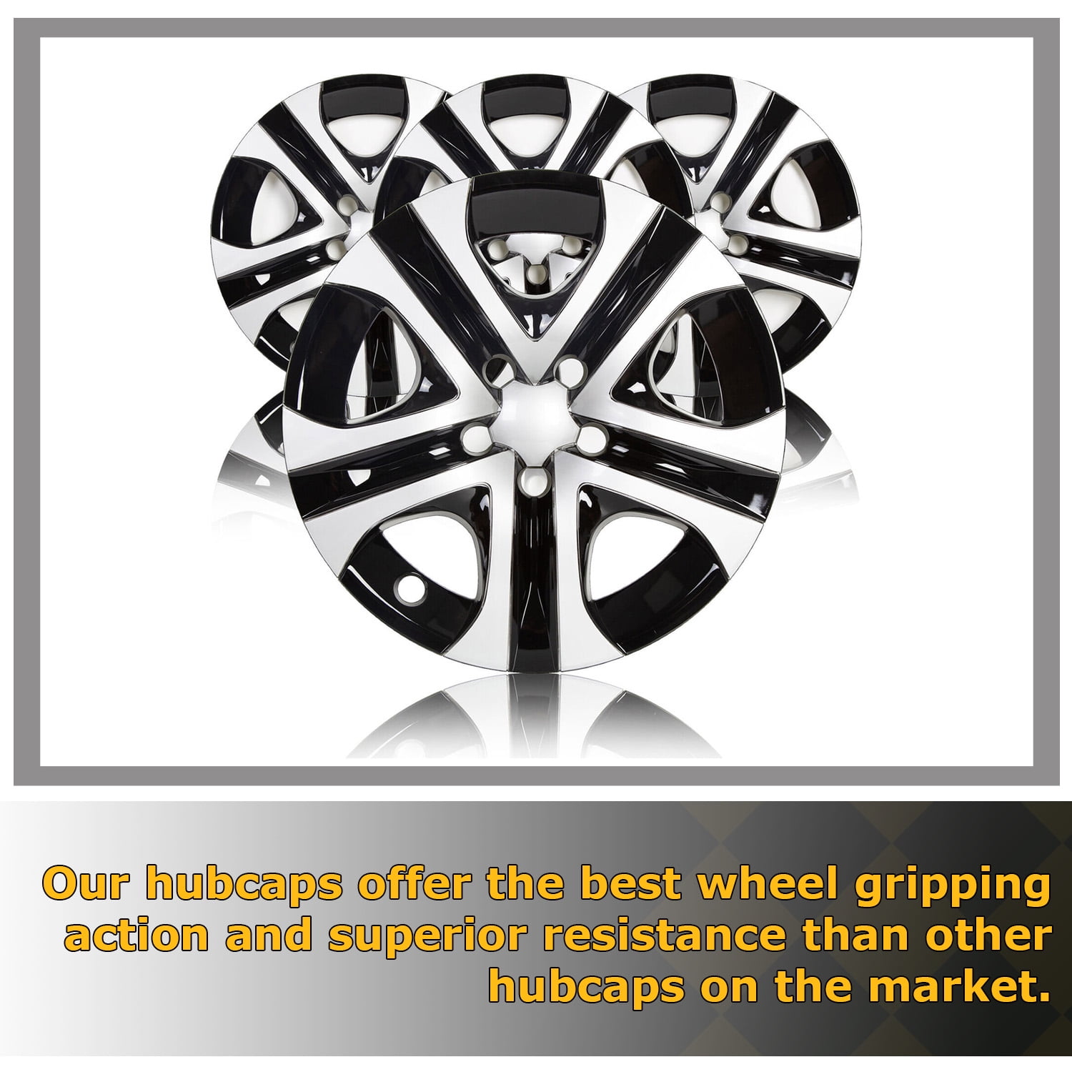 Kojem 4x17" Silver & Black Hub Caps Full Rim Wheel Skin Covers for 2013-2018 Toyota RAV4
