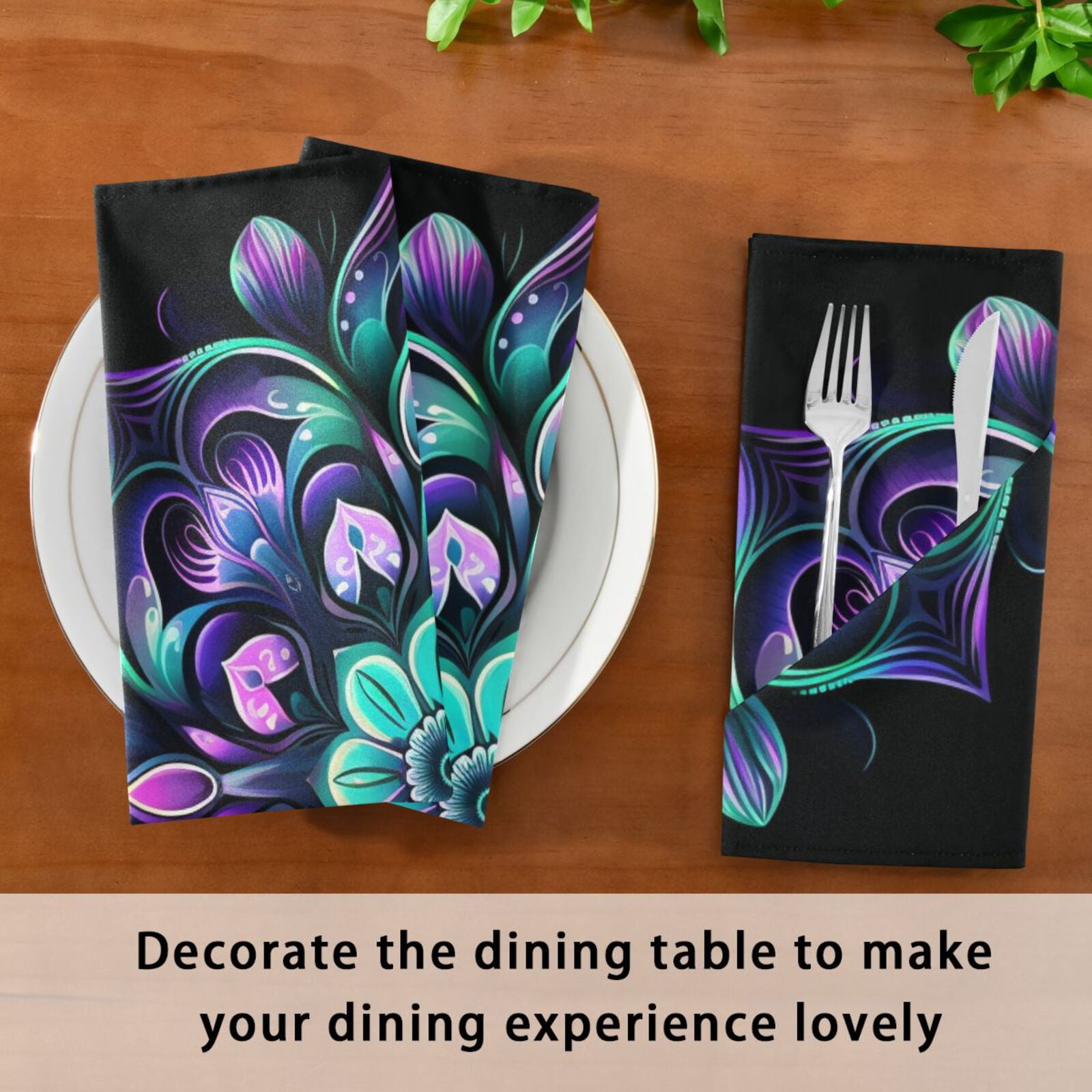 JSTEL Arabesque Mandala Flower Cloth Napkins Set of 6, 20x20 Inch Washable and Reusable Napkin for Decoupage Dinner Party Everyday Use