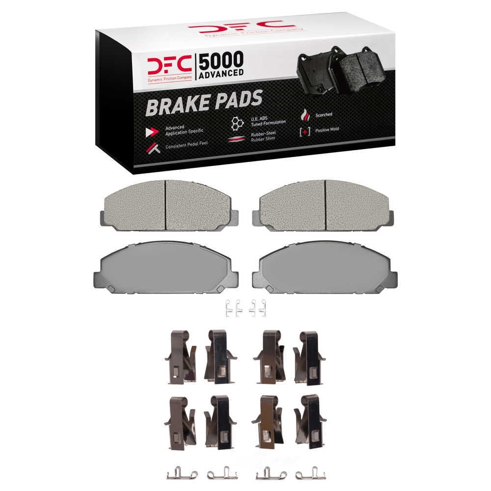 Dynamic Friction Company 1551-0827-01 DFC 5000 Advanced Brake Pads - Semi Metallic and Hardware Kit