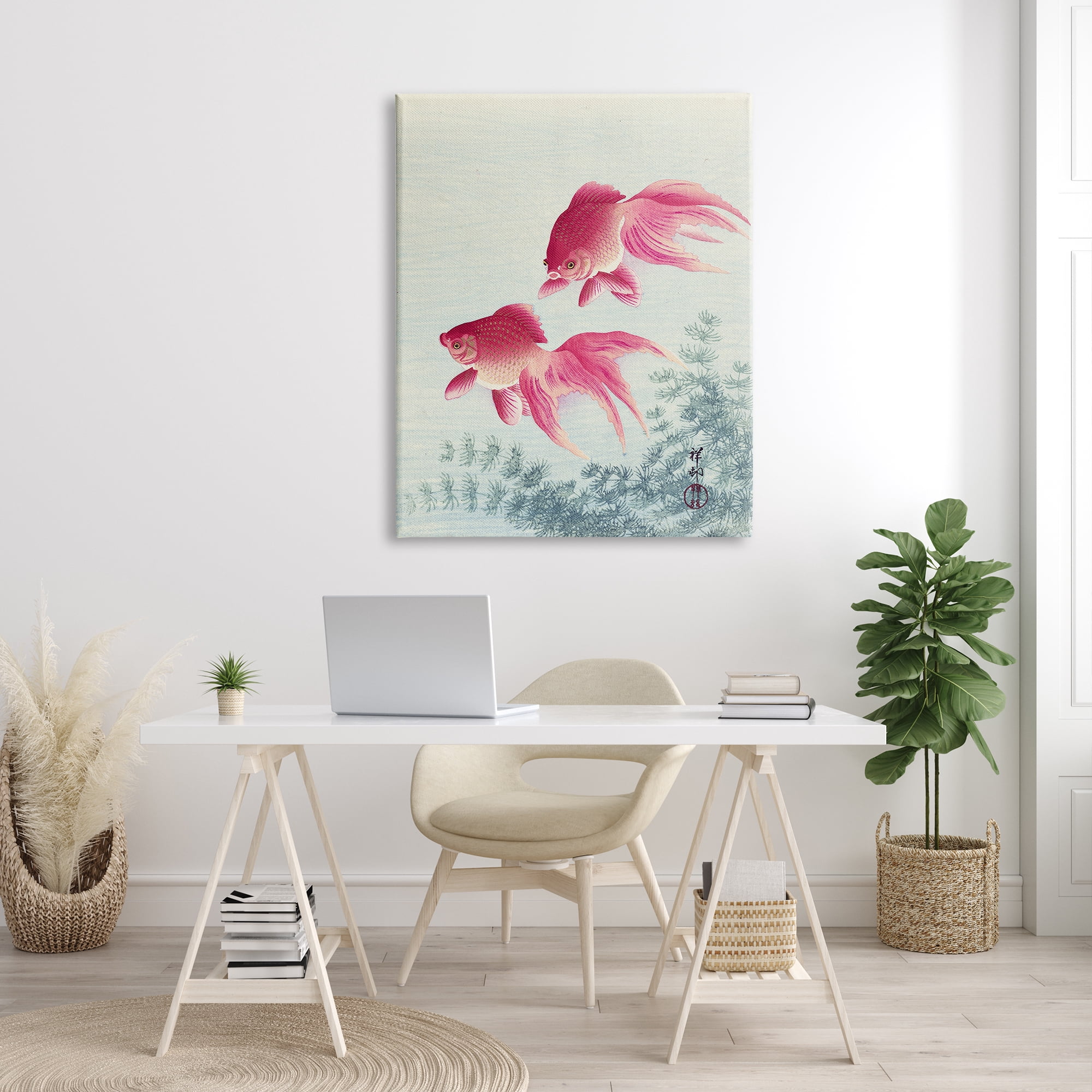 Stupell Industries Goldfish Ohara Koson Traditional Painting Fish Portrait Painting Gallery Wrapped Canvas Print Wall Art, Design by one1000paintings