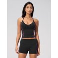 thumbnail image 6 of IBTOM CASTLE 2 Piece Workout Sets for Women Shorts Yoga Pilates Outfits Striped Backless Halter Padded Tank Top With High Waist Fold-over Biker Shorts L Black, 6 of 7