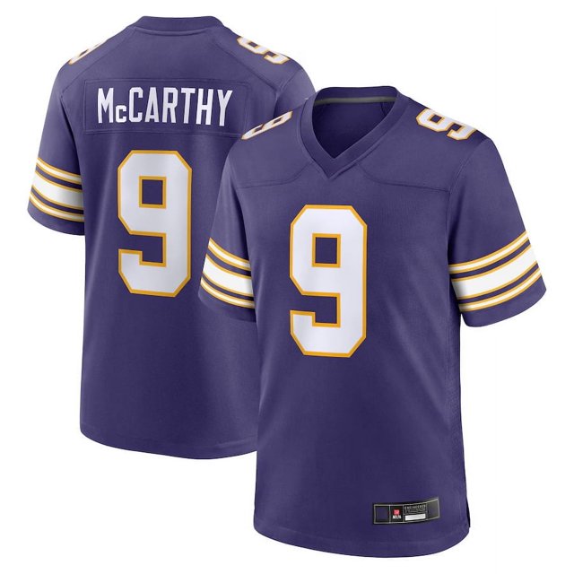 Men's Minnesota McCarthy 9 Purple Classic Player Game Stitched T-shirts Performance Top, 3X-Large