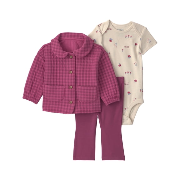 Carter's Child of Mine Baby Girl Cardigan Outfit Set, 3-Piece, Sizes 0/3-24 Months