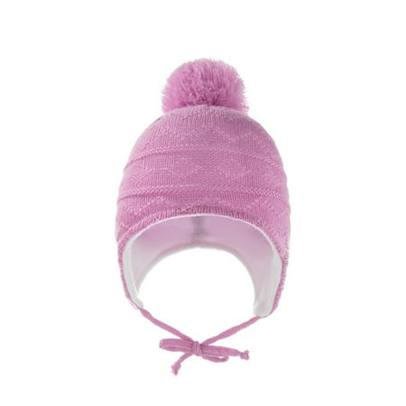 

Toddler Baby Boy Girl Winter Knitted Beanie Earflap Hat Warm Knit Skull Cap Beanie With Pom