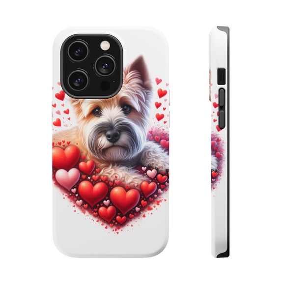 DistinctInk Tough Case for Apple iPhone 14 PRO (6.1" Screen), Compatible with MagSafe Charging - Valentine's Day Glen of Imaal Terrier