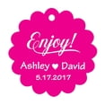 thumbnail image 1 of 100 PCS Enjoy! Customized Scallop Edges Hang Tags Personalized Wedding Favor Gift Paper Tags, 1 of 1