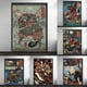 thumbnail image 2 of Impresión de arte de pared de Ukiyo-e de Japón, póster de tatuaje, armadura de samurái, espada, pintura en lienzo, caligrafía japonesa, Bushido, decoración del hogar, Cuadros, 2 of 5
