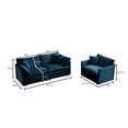 thumbnail image 2 of Sofa Set of 2, Upholstered Deep Seat Couches Include 2 Seaters Couch and Accent Armchair, 2 Pieces Sofa Couch Set with Toss Pillows for Living Room, Bedroom, Office, Comfy Sofa Couch, Blue, 2 of 6