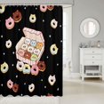 thumbnail image 2 of Manfei Kawaii Kitten Donut Shower Curtain 72Wx72L, Sweet Treat Bathroom Curtain, Black Pink, 2 of 5