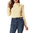 thumbnail image 5 of INSPIRE CHIC Women's Side Bow Tie Neck Long Sleeve Floral Ruffled Blouse, 5 of 6