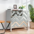 thumbnail image 3 of Silver Grey Storage Cabinet With Mirror Trim - M Shape For Living Room, Dining, Entryway, Kitchen And Glass Construction Dining Product, 3 of 6