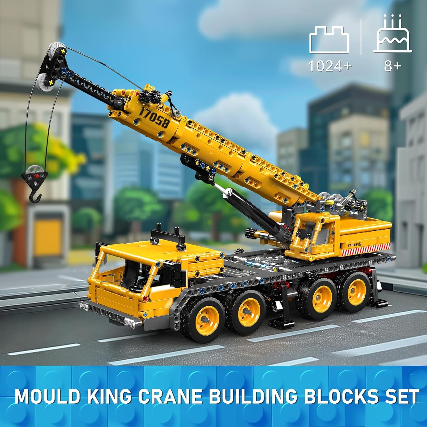 17058 Urban Mobile Crane Toy Building Block Set, Adult Construction Vehicle Model Brick Kit, Toy Gift (997 Pieces)