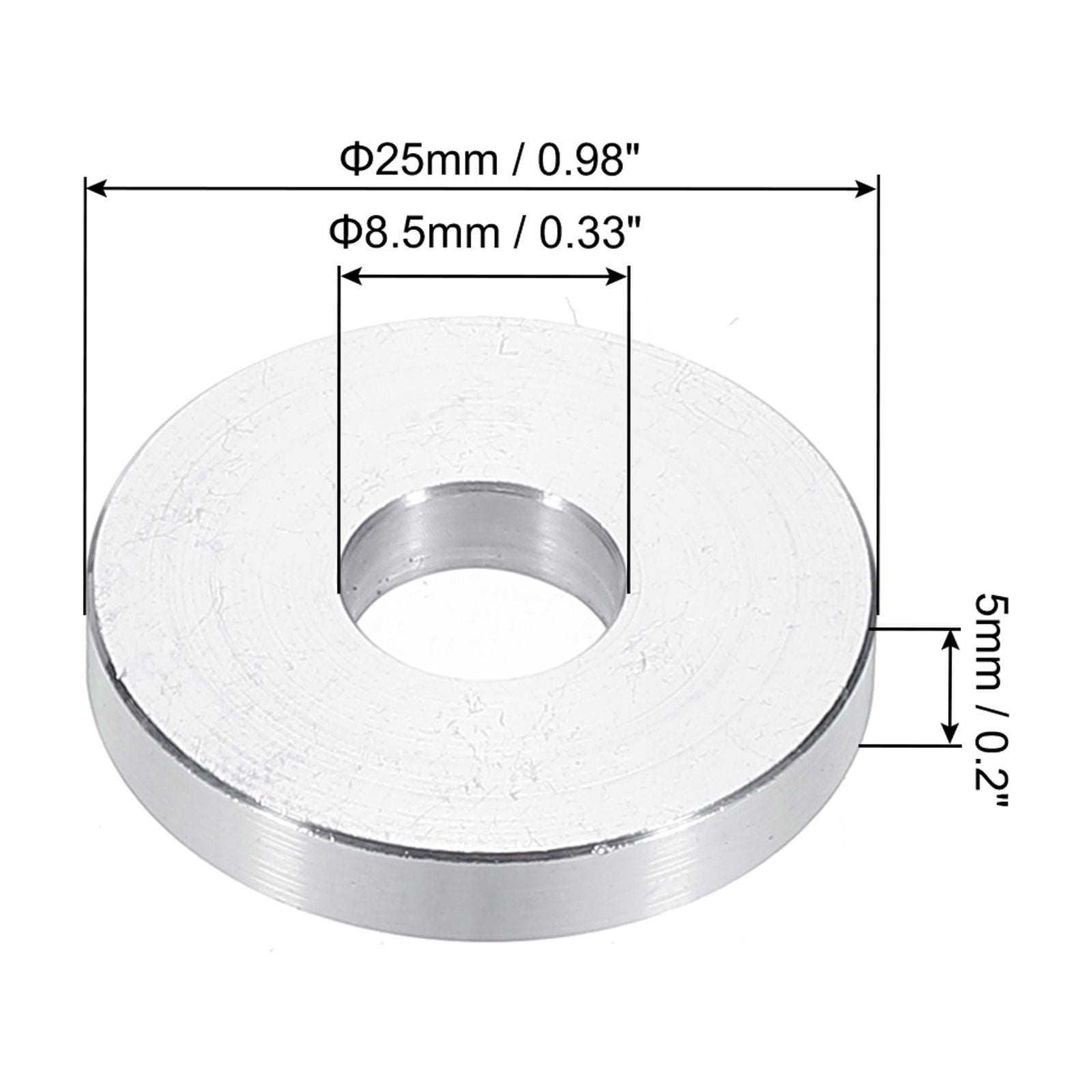M8 Aluminum Spacers, 12 Pcs Metal Spacers Aluminum 8.5mm ID x 25mm OD x 5mm L Aluminum Spacer Screw Standoff Round for 5/16 or M8 Screw Bolts