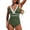Army Green, variant on Erwazi Women's Tight Fit One Piece Swimsuit Stripe V Neck Tummy Control Beach Swimwear