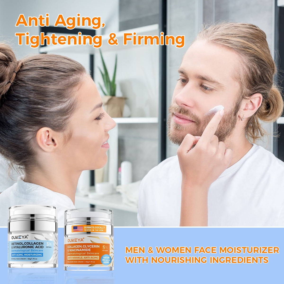 OUKEYA Dermatological Skincare Gift Set of Daytime Collagen Cream and Nighttime Retinol Cream, Combo Set