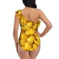 thumbnail image 6 of Yiaed Ripe Yellow Lemon Print Women One Piece Swimsuits Tummy Control One Shoulder Bathing Suits Pattern Ruffle Swimwear-X-Large, 6 of 8