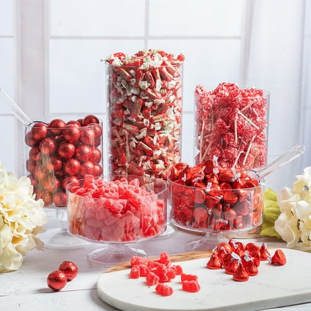 Red Candy Buffet - Includes Hershey's Kisses, Candy Coated Popcorn, Lollipops & More - Red Graduation Candy Buffet