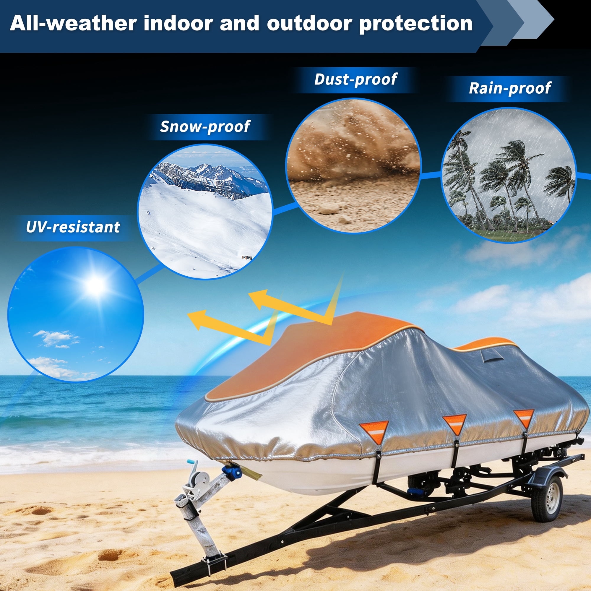 Unique Bargains 1 Seater 300D Duty Oxford Waterproof Cover Silver Orange 116"-125"