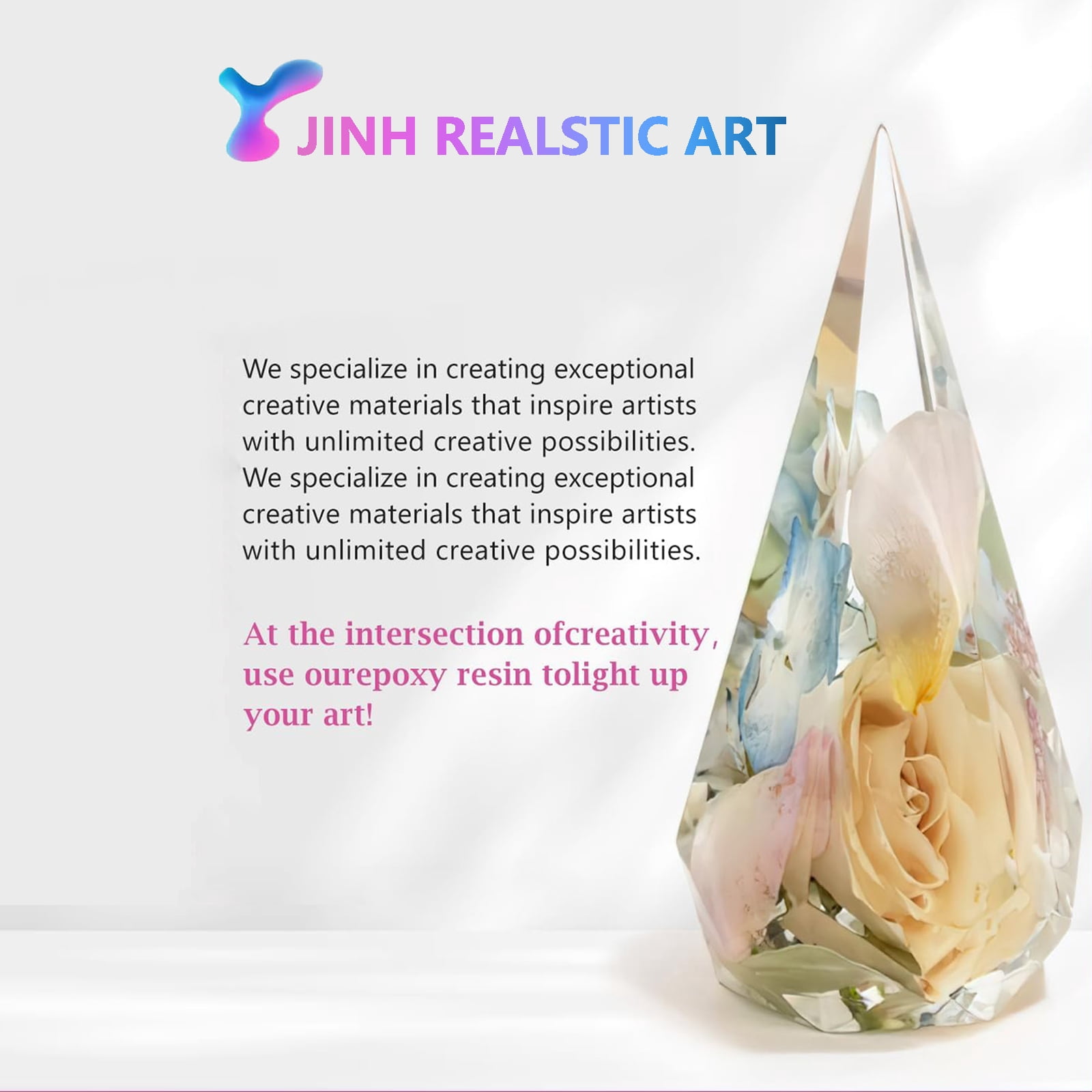 JINH Epoxy Resin 2 Gallon, Upgraded Crystal Clear Epoxy Kit UV Resistant No Bubble Self Leveling, 1 Gallon Resin and 1 Gallon Hardener Kit for DIY Art, Jewelry, Resin Art, Molds, Countertops