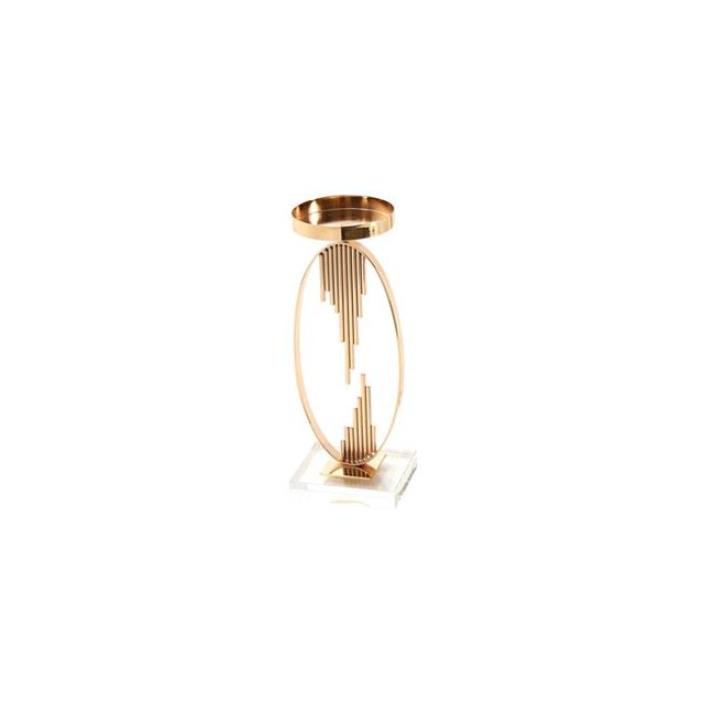 Benzara BM157837 Impressive Metallic Candle Holder, Gold