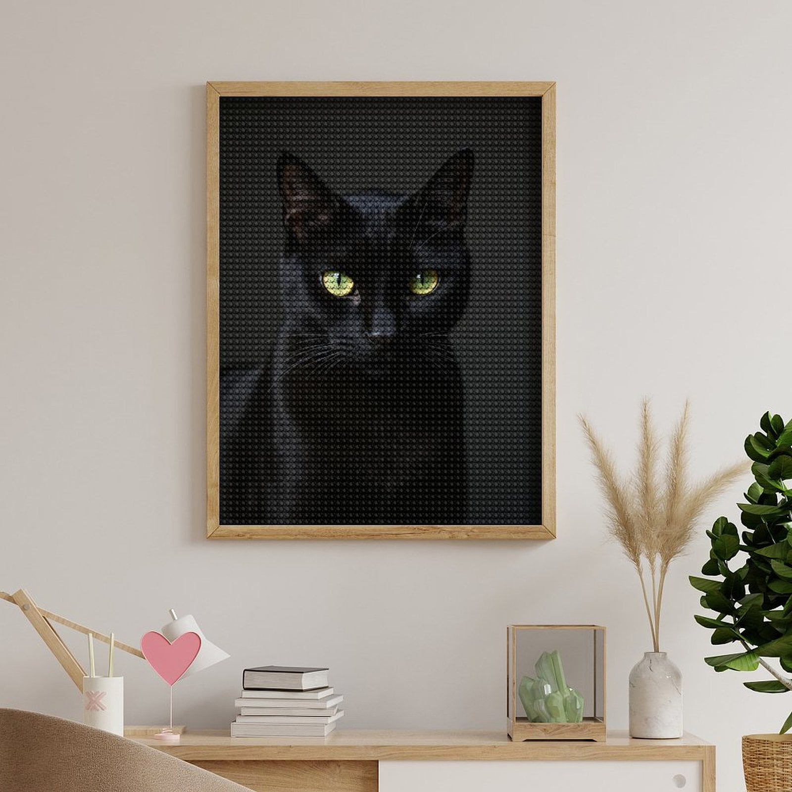 Diamond Art Kits for Adults, Black Cat Green Eyes Portrait 5D Diamond Painting Kits for Adults Beginners, DIY Full Drill Diamond Painting, Gem Art and Crafts 12x16