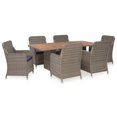 thumbnail image 1 of vidaXL 7 Piece Outdoor Dining Set with Cushions Poly Rattan Brown, 1 of 5