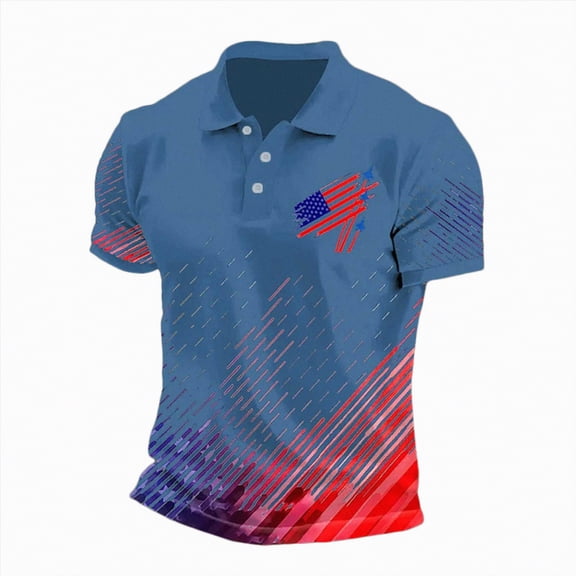 Leey-World Mens 4th Of July Shirts Men's Graphic Tees, Short Sleeve USA Flag Crewneck Casual American Patriotic Regular T-Shirt for Men(Navy,3XL)