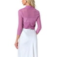 thumbnail image 3 of INSPIRE CHIC Women's Semi Sheer Tops Elegant 3/4 Sleeves Cardigan Bolero Shrug Rose Purple 2XL, 3 of 6