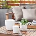 thumbnail image 2 of DecMode 8", 6", 5"H Indoor Outdoor White Ceramic Planter with Attached Saucer (3 Count), 2 of 8