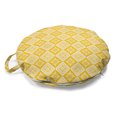 thumbnail image 1 of Ethnic Round Floor Cushion with Handle, Traditional Eastern Inspired Motifs in Monochrome Rhombus, Decorative Pillow for Living Room & Dorms, 18" Round, Earth Yellow and White, by Ambesonne, 1 of 4