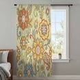 thumbnail image 3 of Gray Green Boho Floral Sheer Curtains 54 Inches Long, Vintage Abstract Art Ethnic Flowers Light Filering Curtains, Breathable Simi Curtain Privacy Drapes for Kitchen Bathroom Small Window Treatment, 3 of 9