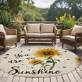 thumbnail image 4 of Vintage Sunflowers Round Area Rug 5Ft Washable Circle Rugs for Living Room Bedroom, Spring Summer Retro Bees Yellow Floral Non-Slip Carpet Floor Mats Indoor Outdoor Carpet Runner Aesthetic Home Decor, 4 of 8
