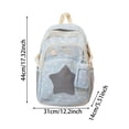 thumbnail image 3 of Celestial Star Commuter Daypack, Textured Cotton-Blend Large Rucksack for Women, Y2K Retro Star Embroidery Backpack with Detachable Star Pouch, Water-Resistant University Bag, 3 of 8