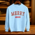 thumbnail image 4 of Wdgfv Girls Christmas Sequins Sweatshirts Merry Glitter Patch Crewneck Sweater Xmas Long Sleeve Pullover Top Light Blue 5-6 Years, 4 of 5