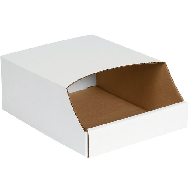Staples stackable bin boxes 9 x 12 x 4 1 2 white 50 bundle bsbinb912