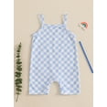 thumbnail image 3 of BemeyourBBs Baby Girl Summer Jumpsuit Sleeveless Checkered Print Romper Shorts, 3 of 9