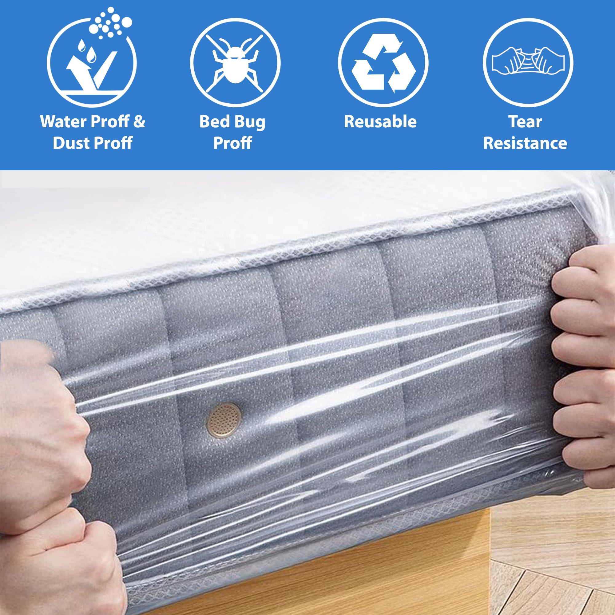Continental Sleep, Mattress Bag for Moving & Storage, Heavy-Duty Mattress-Protector Cover, Waterproof Mattresses Storage Bags, Polyurethane, Tear Resistant, Queen, (Set Of 2)