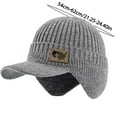 thumbnail image 5 of Winter Hats Unisex Beanie Skiing Cap Hats Earflap Brim Fleece Warm Inside Comfortable 2Pack Gray Black, 5 of 6