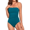 thumbnail image 6 of Chic Female Swimming Costume Detachable Strap - Pure Color Bodycon Halter Bodysuit with Folds, 6 of 9