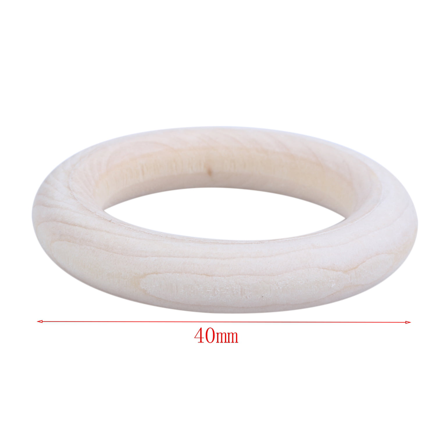 5X Unfinished Blank Wooden Teether Rings Maple Wood Baby Craft DIY Toys 40m Y3L6 
