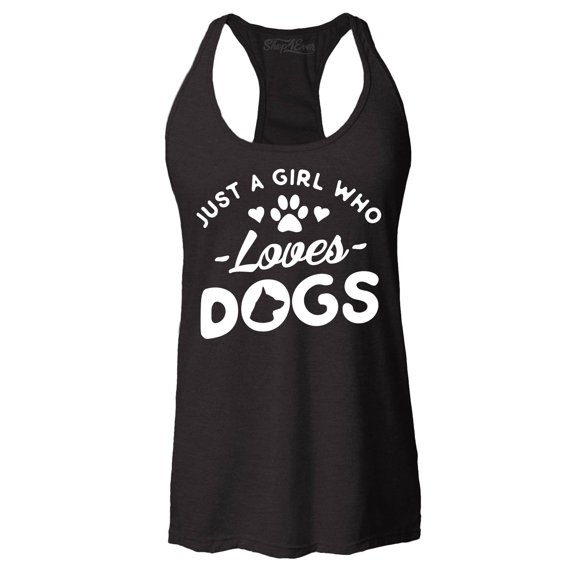 Shop4Ever Women's Just A Girl Who Loves Dogs Racerback Tank Top Small Black
