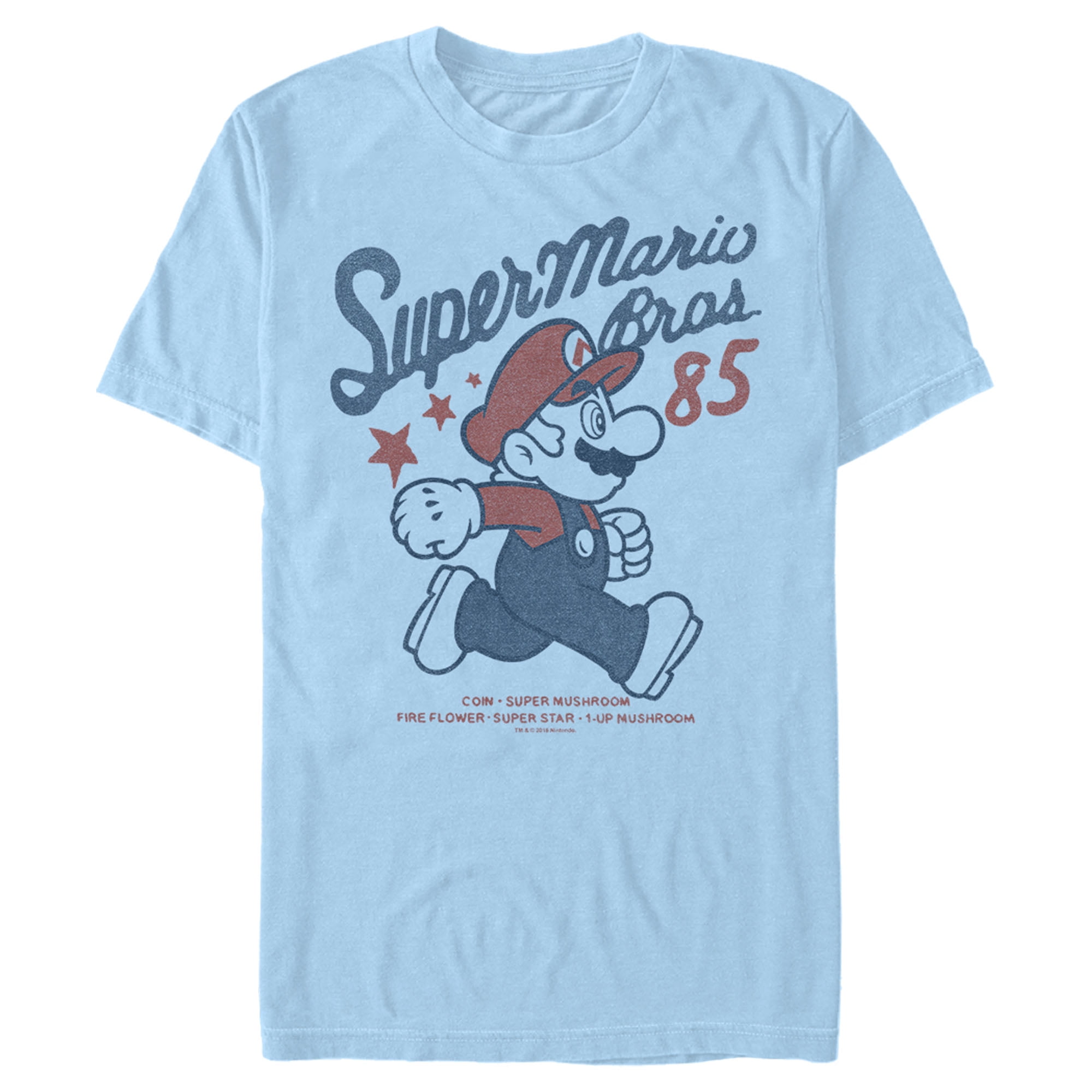 Men's Nintendo Super Mario Bros 85 Graphic Tee Light Blue Large