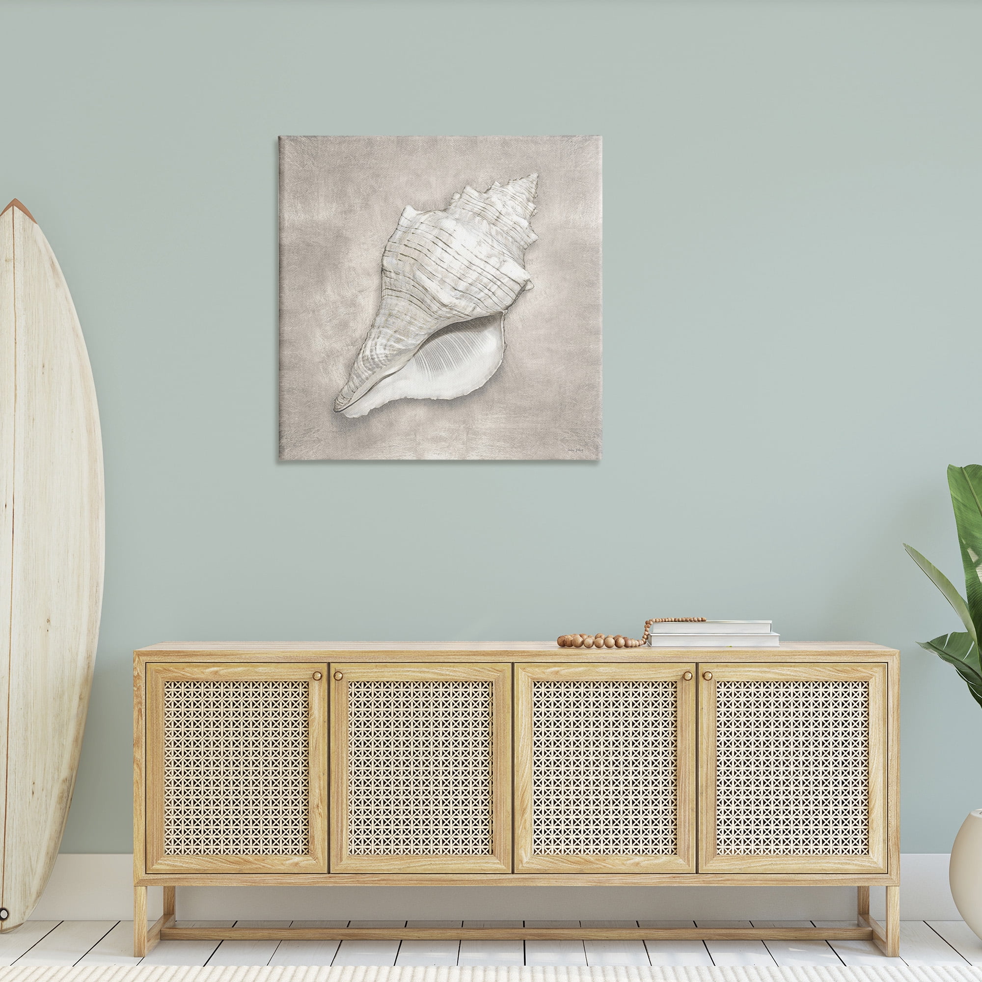 Stupell Industries Rustic Grey Conch Shell Nature Painting Gallery Wrapped Canvas Art Print Wall Art, 36 x 36